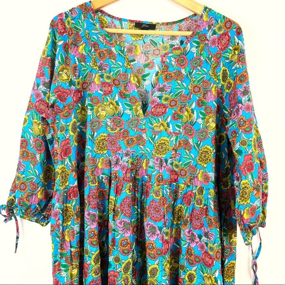 J.Crew Blue Multicolor Floral Tiered Maxi Dress Size Small - Picture 6 of 14